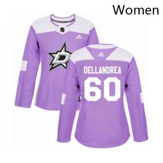 Womens Adidas Dallas Stars 60 Ty Dellandrea Authentic Purple Fights Cancer Practice NHL Jersey